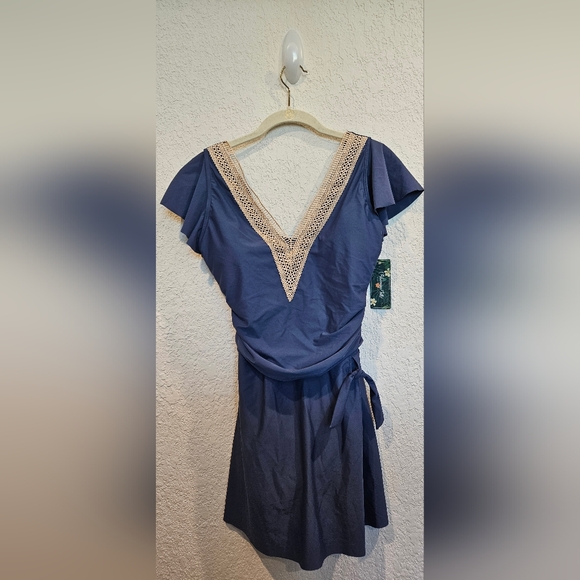 Blooming Jelly Blue One Piece Swim Dress Size Large - Picture 2 of 6